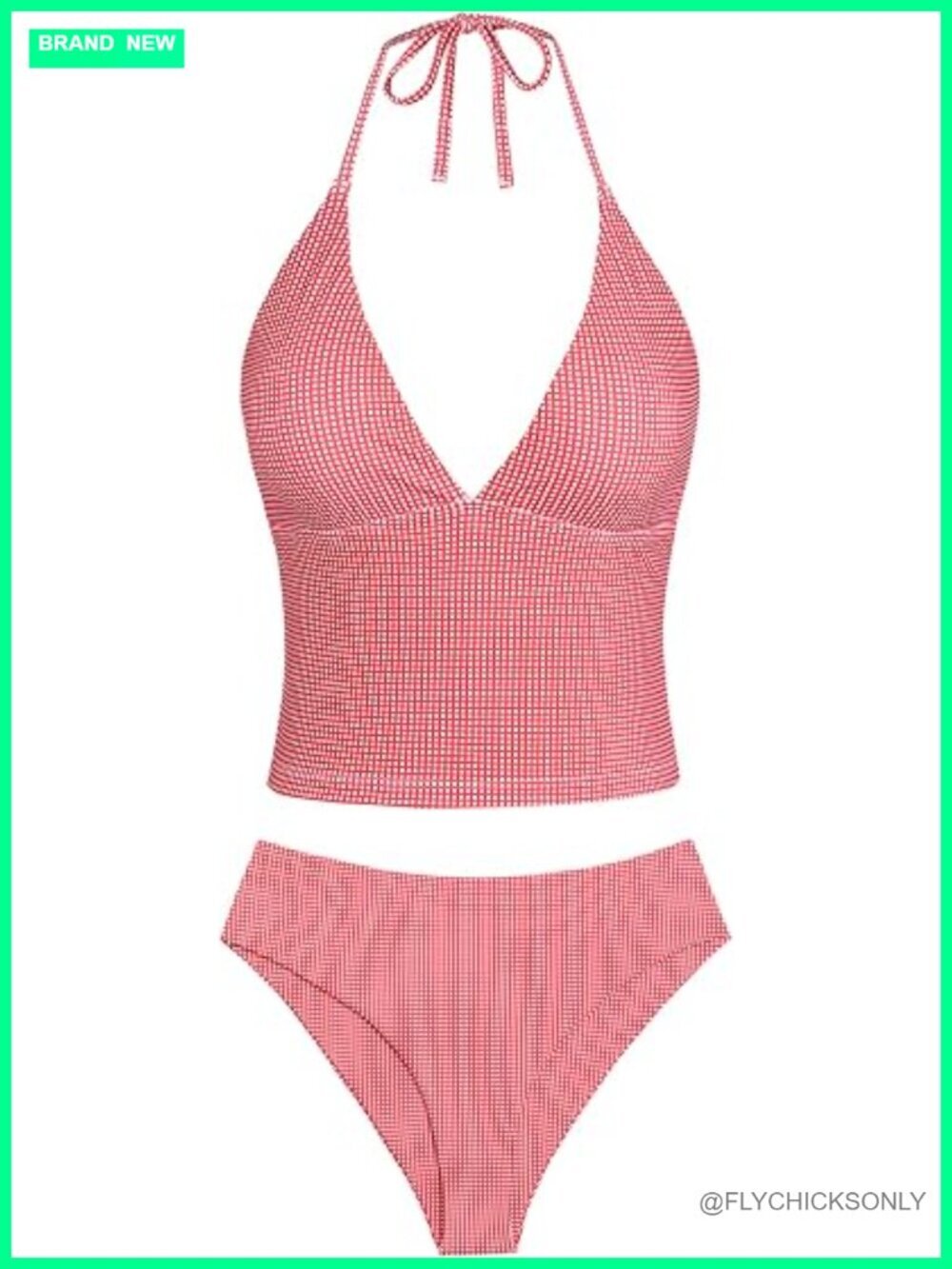 Women's Halter Tankini Set High Waist Bikini Tummy Control Two Piece Swimsuit